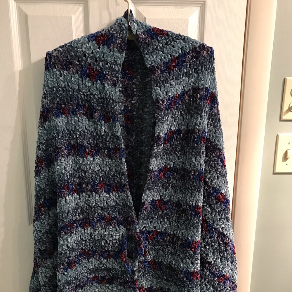 Handmade Crocheted Poncho, Throw or Blanket